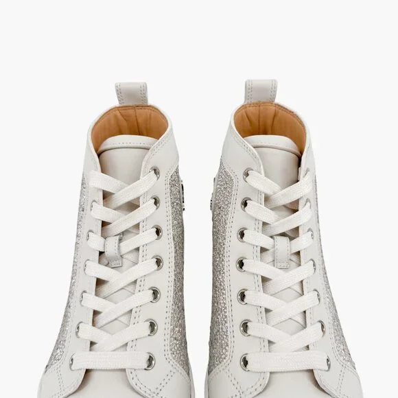 Christian Louboutin Louis Strass High Top Sneakers Size 40 US 10 White Crystal - Picture 5 of 15